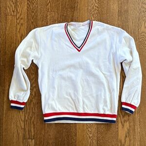 Vintage white V-neck tennis style sweater